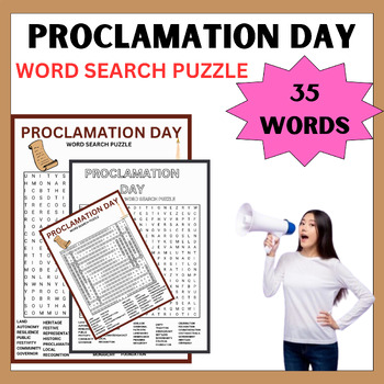 Preview of Proclamation Day Word Search Puzzle Activities