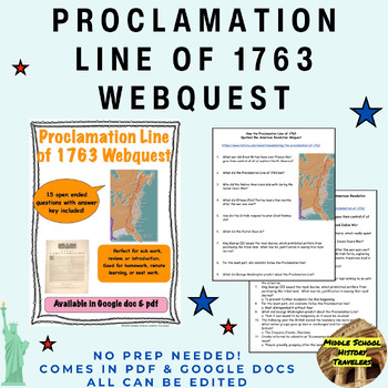 Preview of Proclamation Line of 1763 Webquest