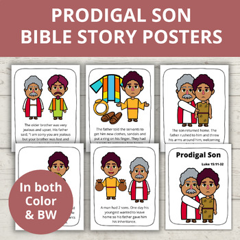 Preview of Prodigal Son Bible Poster, Bulletin Board Idea, Coloring Page, Parables of Jesus