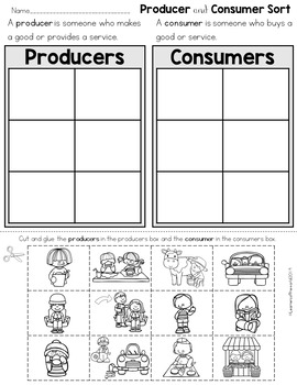 Producer and Consumer Sort Worksheet Distance Learning by