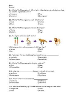 Producers, Consumers, and Decomposers - Worksheet by Science Worksheets
