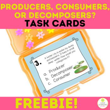 Preview of FREE Producers, Consumers, or Decomposers Task Cards 5-LS1 5th Science Activity