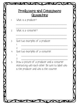 producers and consumers reading comprehension and activities tpt