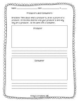 Preview of Producers and Consumers Activity/Assessment