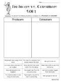 Producers and Consumers Cut and Paste Sorting Worksheet - 