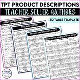 Product Descriptions for TPT Teacher Sellers: EDITABLE