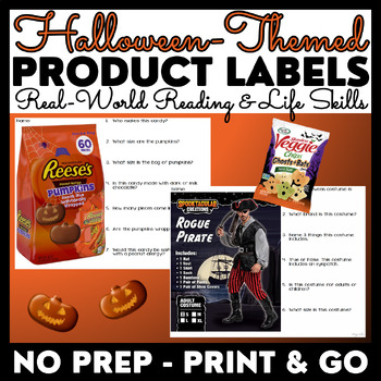 Preview of Product Label Comprehension - HALLOWEEN EDITION - Special Education