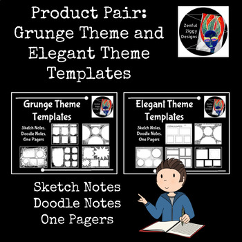 Preview of Product Pair: Sketch Notes, Doodle Notes, One Pagers (Grunge and Elegant)