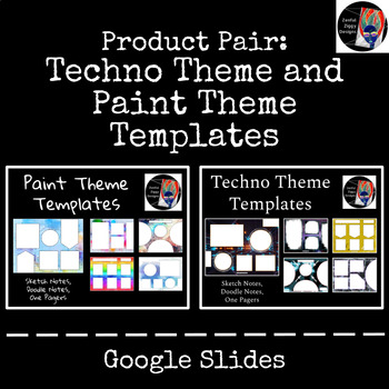 Preview of Product Pair: Sketch Notes, Doodle Notes, One Pagers (Techno and Paint Themes)