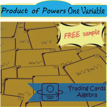 Preview of FREE Trading Cards: Product Property of Exponents (One Variable)