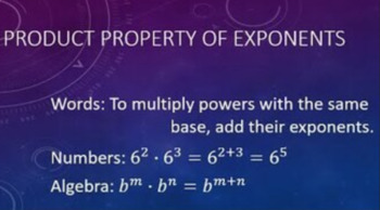 Preview of Product Property of Exponents: Video with Notes -Distance Learning