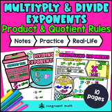 Product & Quotient Exponent Rules Guided Notes | Laws of E