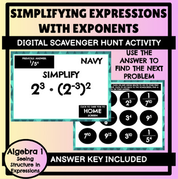 Preview of Product, Quotient, & Power Laws of Exponents Digital Scavenger Hunt Activity