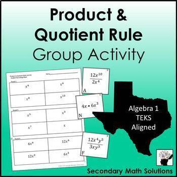 Preview of Exponents - Product & Quotient Rule Group Activity