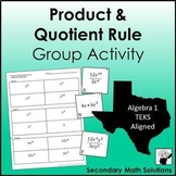 Exponents - Product & Quotient Rule Group Activity