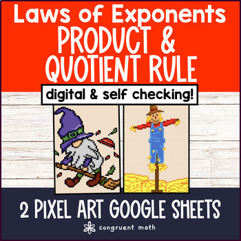 Preview of Product & Quotient Rule Pixel Art | Laws of Exponents | Halloween Google Sheets
