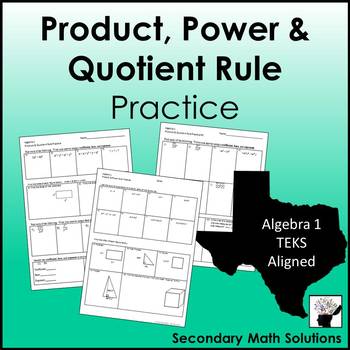 Preview of Exponents - Product, Power & Quotient Rule Practice