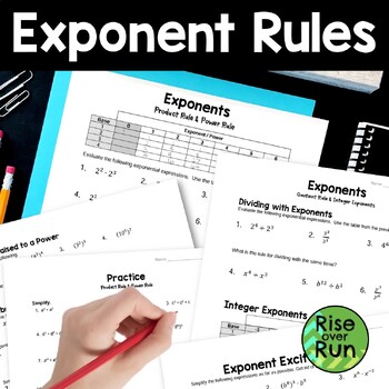 Preview of Exponents Rules Guided Notes and Practice Worksheets