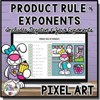 Preview of Product Rule of Exponents w/ Negative Zero Exponents Easter Spring Pixel Art