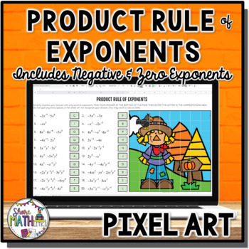 Preview of Product Rule of Exponents w/ Negative Zero Exponents Fall Autumn Pixel Art
