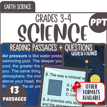 Preview of Earth Science Reading Comprehension Passages and Questions PowerPoints Bundle