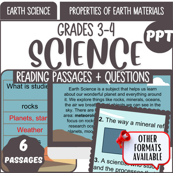 Preview of Earth Science Reading Passages Properties of Earth Materials PowerPoints