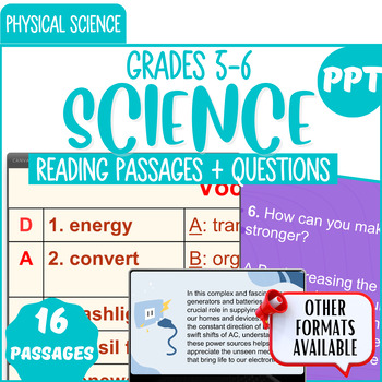 Preview of Physical Science Reading Comprehension Passage PowerPoints Bundle Grade 5-6