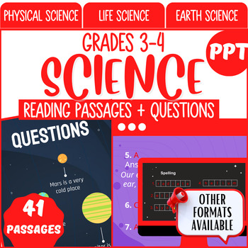 Preview of Science Reading Comprehension Passages and Questions PowerPoints Bundle