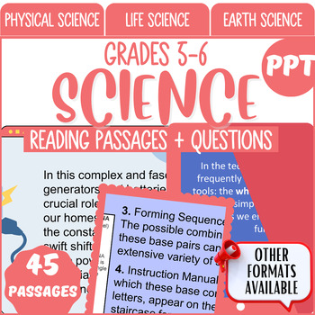 Preview of Science Reading Comprehension Passages PowerPoint Bundle 5th-6th Grade