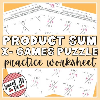 Preview of Product Sum X-Games Puzzle - Practice Worksheet
