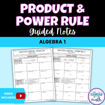 Preview of Product and Power Rule Laws of Exponents Guided Notes Lesson Algebra 1