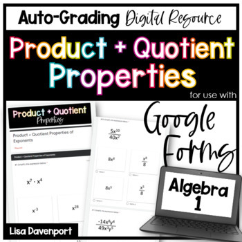 Preview of Product and Quotient Properties of Exponents Google Forms Homework