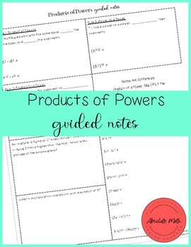 Preview of Products of Powers Guided Notes