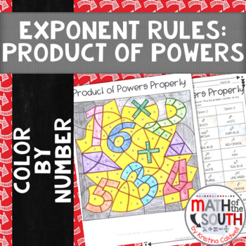 Color by Number Exponents Rules, Power of Power & Power of a Product