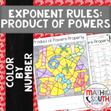Product of Powers Property Exponent Rules Color by Number 8.EE.1