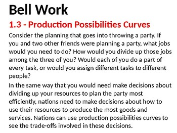 Preview of 1.3 Production Possibilities Curves PowerPoint (Economics)
