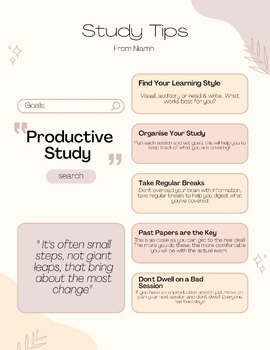 Preview of Productive Study Tips Poster
