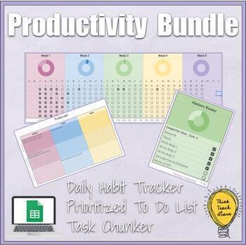 Preview of Productivity Bundle - Habit Tracker, Prioritized To Do List, and Task Chunker