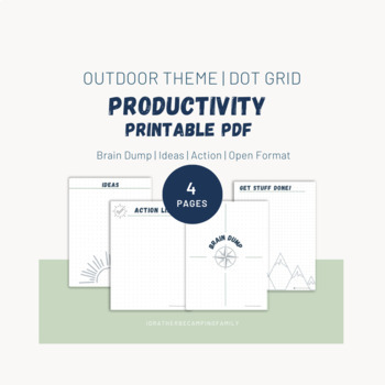 Preview of Productivity Printable | To Do | Brain Dump | Ideas | 4 PDF Pages | Grid Style