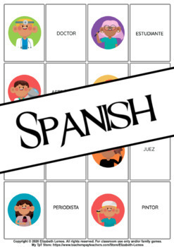 Preview of Profesiones y lugares de trabajo: Flashcards & games SPANISH UPDATED 2024