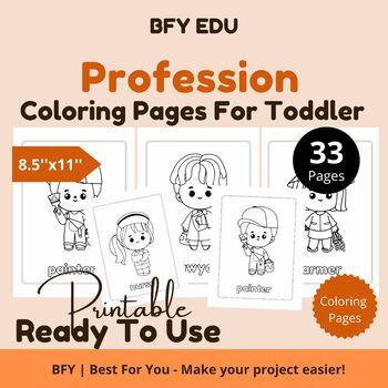 Preview of Profession* Toddler Coloring Book 8.5x11 33 pages