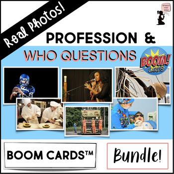 Preview of Professions & Who Questions Boom Cards™ Real Photos Bundle | Careers | Community