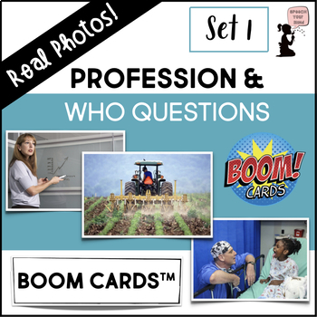 Preview of Professions & Who Questions Boom Cards™ Real Photos Set 1 | Careers | Community