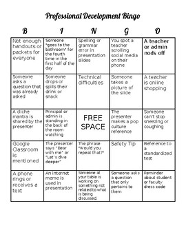 Preview of Professional Development Bingo- A fun game (editable and fillable resource)