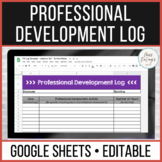 Professional Development Log for Google Sheets Digital Version