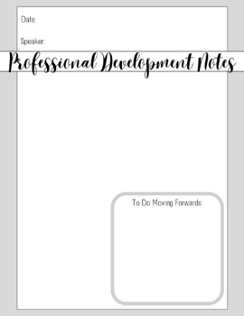 Preview of Professional Development Notes Sheet