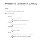 Professional Development Summary