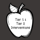 Professional Development Tier 1 & Tier 2 Interventions (RTI)