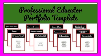 Preview of Professional Educator Portfolio Editable Template