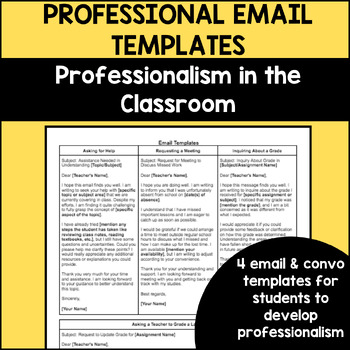 Preview of Professional Email Templates #1: Asking for Help & Grades / AVID Activity
